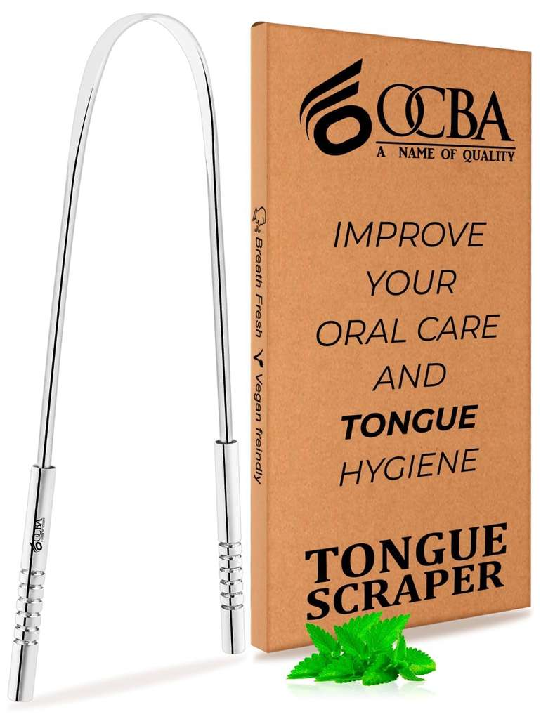 Tongue Scraper for Oral Health Natural Silver Tongue Cleaner Rustproof (Prime Price) - sold by TRICOP LTD FBA